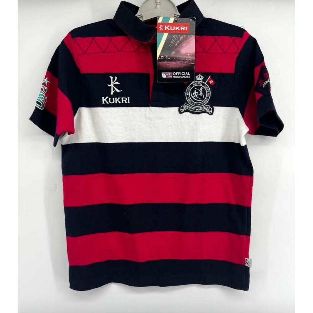 Hong Kong Rugby Shirt Polo Kukri Sevens Striped Short Sleeve Kids Size 11-12